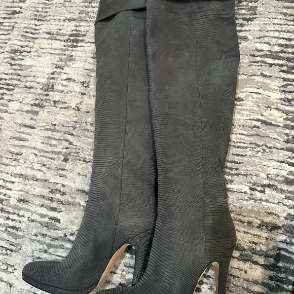 Jimmy Choo Charcoal Over the Knee Boots - Picture 2 of 3